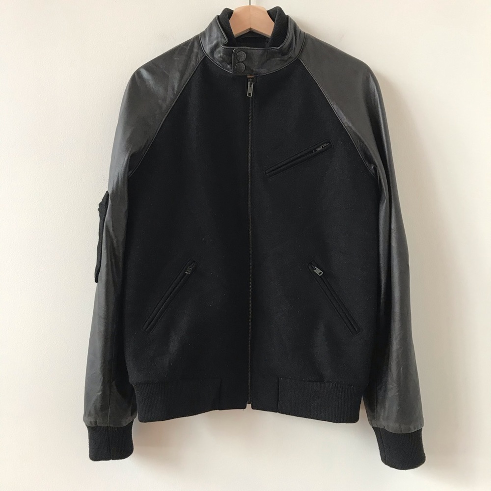 Surface to Air leather and cashmere blend bomber